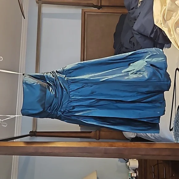 David's Bridal | Dresses | Teal Metallic Bridesmaid Dress | Poshmark